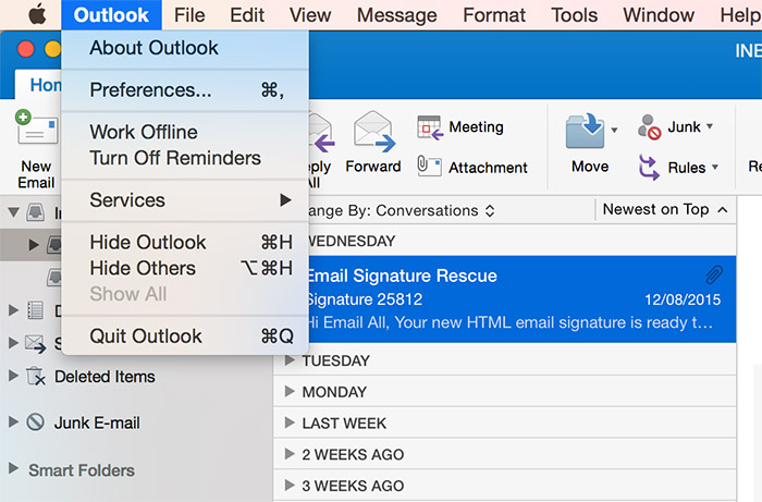 signature in outlook 2016 for mac